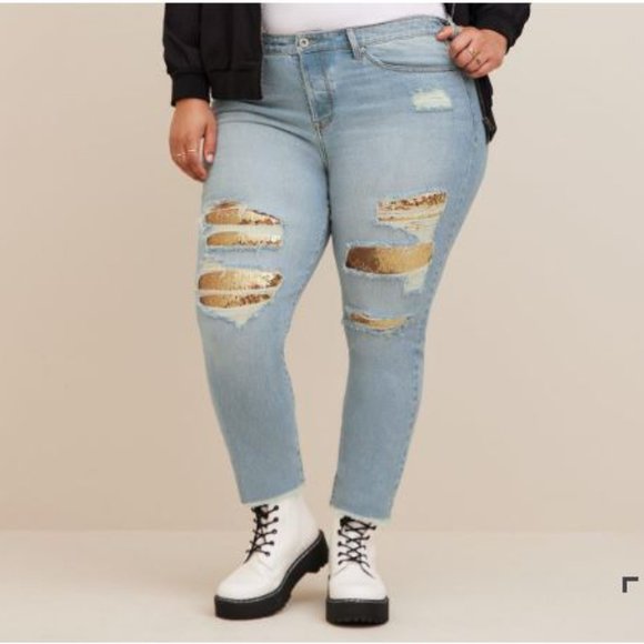 Torrid Mid Rise Sequin Jean - Picture 2 of 7